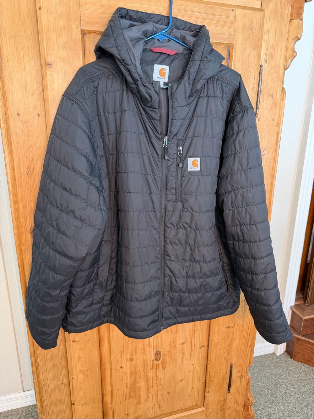 Carhartt Black Quilted Hooded Puffer Jacket 2X Like New